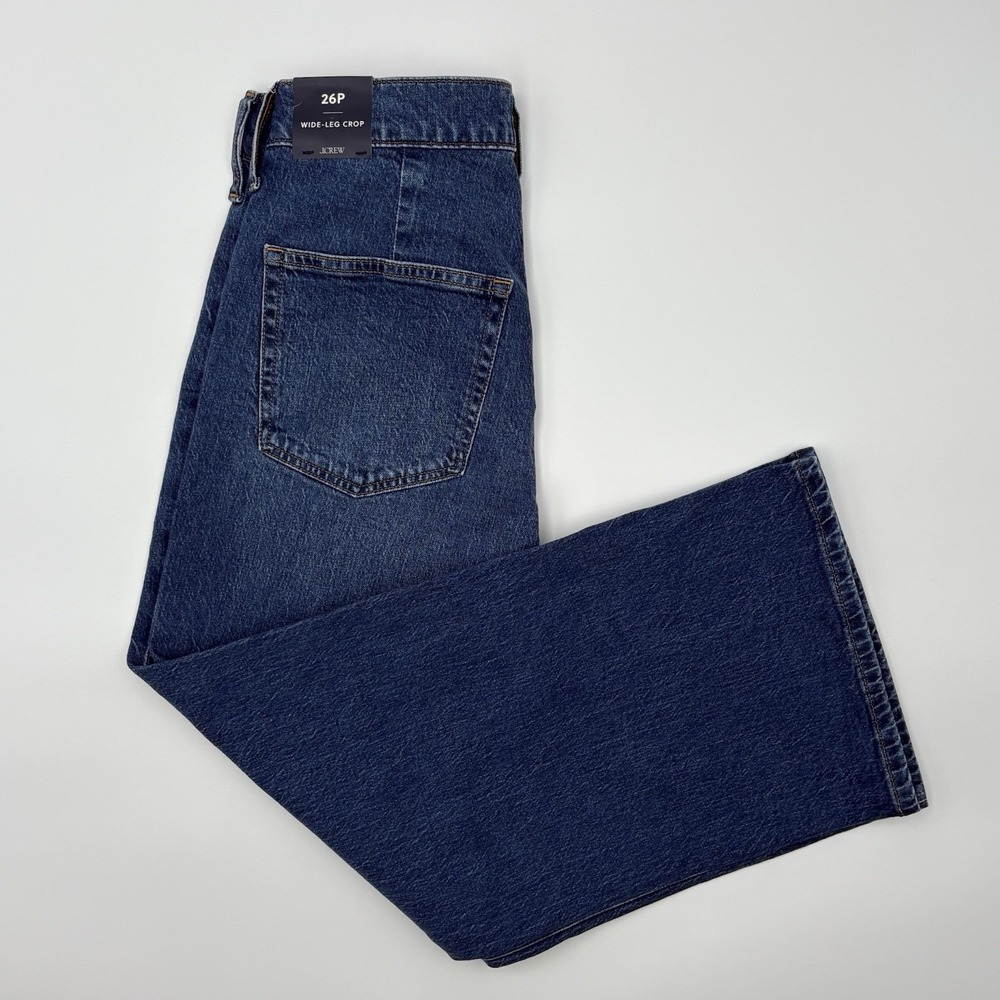 J.Crew Wide-Leg Crop Jeans All-Day Stretch Denim Size 26P Petite NWT $128 CO831